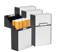 pitilleras ligeras, caja de cigarrillos de aluminio de metal, con cierre magnético abatible, para mujeres y hombres (plata 4)