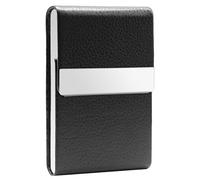 Pitilleras para Cigarrillos Tabaco De Metal Pitillera Cigarrillos de Cuero Elegantes Portatil Caja De Cigarillo para Hombre Mujer para 10 Cigarrillos Negro