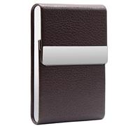 Pitilleras para Cigarrillos Tabaco De Metal Pitillera Cigarrillos de Cuero Elegantes Portatil Caja De Cigarillo para Hombre Mujer para 10 Cigarrillos Marrón