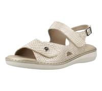 PITILLOS - 10300 Sandalia con Doble Gancho y Bucle en Piel Grabada Fantasía Oro, Plantilla Extraíble Confort y Suela Plana - Primavera Verano 2025 Mujer Color: Oro Talla: 35