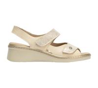 PITILLOS - 10312 Sandalia con Doble Gancho y Bucle y Cuña de 3 cm en Piel Combinada Color Crema - Plantilla Extraíble y Confort Térmico - Primavera Verano 2025 Mujer Color: Crema Talla: 35