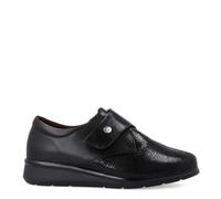 PITILLOS - 10710 Zapato Casual de Mujer en Piel con Cierre de Gancho y Bucle, Cuña 4 cm, Plantilla Extraíble - Color Negro Mujer Color: Negro Talla: 35