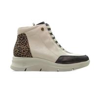 PITILLOS 10754 Botas de piel,cordones elásticos y cremallera,suela de goma,leopardo,animal print,botin plano para señora
