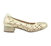 PITILLOS - 11120 Zapatos de Salón Mujer - Piel Troquelada y Bordada, Tacón Bajo 2,5 cm, Cómodos y Elegantes para Primavera-Verano Mujer Color: Oro Talla: 38