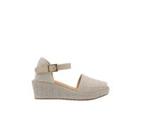 PITILLOS Sandalias de Piel Mujer - Sandalia con Cuña en Color Natural con Detalles - Alpargatas con Hebilla - Yutes Estilosas - Cuña Alta y Cómoda - Modelo 11260 - 38 EU