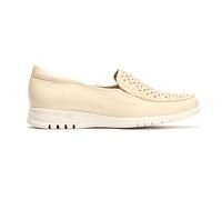 PITILLOS - 2821 Crema - Zapato mocasín de Piel, Calado, con cuña, Suela de Goma, para: Mujer Color: Crema Talla:36