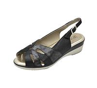 PITILLOS 6011 Sandalia de Piel para Mujer Negro Cuero Talla: 39