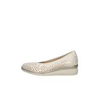 PITILLOS - Bailarinas con cuña de 5cm,de Piel,caladas,Rejilla,Suela de Goma,mocasín,Mercedita,Calado,Rejilla para: Mujer Color: Oro Talla:36