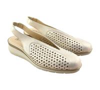 PITILLOS - Bailarinas con cuña de 5cm,de Piel,caladas,Rejilla,Suela de Goma,mocasín,Mercedita,Destalonada, para: Mujer Color: Oro Talla:39