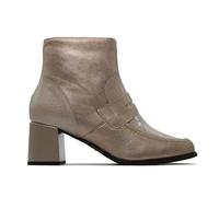 PITILLOS - Botín de piel,tacón ancho y plataforma,con cremallera lateral, suela de goma, hecho en España, para: Mujer color: PIEDRA talla:41