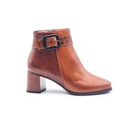 PITILLOS - Botín de piel, tacón ancho y plataforma, con cremallera, suela de goma, hecho en España para: Mujer color: CUERO talla:41