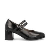 PITILLOS - Mercedita Tipo Mary Jane,Tira con Cierre de Hebilla Doble,Bailarina de Piel,Charol,con Brillo,tacón para: Mujer Color: Negro Talla:40