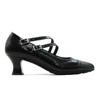 PITILLOS - Mercedita Tipo Mary Jane,Tira con Cierre de Hebilla Doble,Bailarina de Piel,Charol,con Brillo,tacón para: Mujer Color: Negro Talla:40