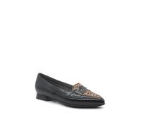 PITILLOS - Mocasín de Punta Fina,Mercedita,Piel,tacón bajo,Sencillo,manoletina,Animal Print,Leopardo,Charol para: Mujer Color: Negro Talla:38