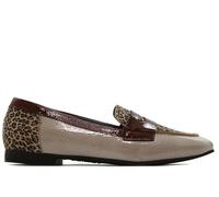 PITILLOS - Mocasín de Punta Fina,Mercedita,Piel,tacón bajo,Sencillo,manoletina,Animal Print,Leopardo,Charol para: Mujer Color: Piedra Talla:38