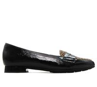 PITILLOS - Mocasín de Punta Fina,Mercedita,Piel,tacón bajo,Sencillo,manoletina,Animal Print,Leopardo,Charol para: Mujer Color: Negro Talla:36