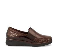 PITILLOS - Mocasín,Zapato con cuña,Gomas en los Lados,Suela de Goma,Plantilla Extraible,clásico,Piel y Tela para: Mujer Color: Marron Talla:37