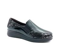 PITILLOS - Mocasín,Zapato con cuña,Gomas en los Lados,Suela de Goma,Plantilla Extraible,clásico,Piel y Tela para: Mujer Color: Negro Talla:40