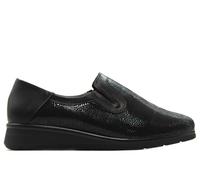 PITILLOS - Mocasín,Zapato con cuña,Gomas en los Lados,Suela de Goma,Plantilla Extraible,Piel y Tela,clásico para: Mujer Color: Negro Talla:38