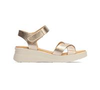 PITILLOS - Sandalia casual de piel, con cuña, destalonada, cierre adhesivo, suela de goma, para: Mujer color: ORO talla:38