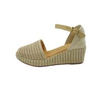 PITILLOS - Sandalia con cuña de esparto,suela de goma,planta de gel,yute,dedos cubiertos,tira con hebilla, para: Mujer color: NATURAL talla:38