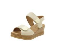 PITILLOS - Sandalia de pala,casual,cuña imitación a madera,correa ajustable con adhesivo,suela de goma,piel para: Mujer color: CREMA talla:36