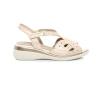 PITILLOS - Sandalia de pala de piel con cierre de velcro al tobillo,cuña de 5.5cm,elegante, para: Mujer color: ORO talla:38