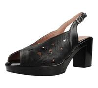 PITILLOS - Sandalia de piel con tacón ancho, cuadrado, destalonada, cierre de hebilla, suela de goma, para: Mujer color: NEGRO talla:40