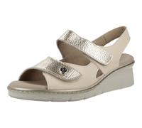 PITILLOS - Sandalia de piel,plantilla extraible,destalonada,tira adhesiva en tobillo y empeine,cuña baja, para: Mujer color: CREMA talla:36