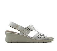 PITILLOS - Sandalia de piel,plantilla extraible,destalonada,tira al tobillo con elásticos,cuña baja, para: Mujer color: GLACIAL talla:40