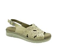 PITILLOS - Sandalia de piel,plantilla extraible,destalonada,tira al tobillo con hebilla,cuña baja, para: Mujer color: CREMA talla:39