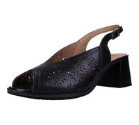 PITILLOS - Sandalia de tacón Cuadrado,salón Destalonado,Abierto por Delante,Cierre de Hebilla al Tobillo,Piel, para: Mujer Color: Marino Talla:38