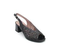PITILLOS - Sandalia tacón medio piel troquelada - 5691 para: Mujer color: NEGRO talla: 37