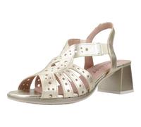 PITILLOS - Sandalias con tacón cuadrado ancho,de piel,tira elástica al tobillo,liso,clásico,con brillo, para: Mujer color: ORO talla:39