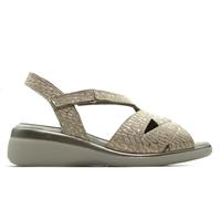 PITILLOS - Sandalias de pala,cuña 6cm y plataforma 3cm,suela blanca de goma,tira adesiva,piel, para: Mujer color: ORO talla:37