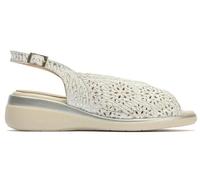 PITILLOS - Sandalias de pala,piel,cuña 6cm y plataforma 3cm,cierre con hebilla,suela de goma,calado,escotado, para: Mujer color: PLATA talla:37