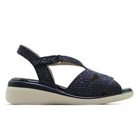 PITILLOS - Sandalias de pala,piel,cuña 6cm y plataforma 3cm,suela blanca de goma,tira adesiva, para: Mujer color: MARINO talla:37