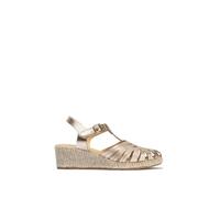 PITILLOS - Sandalias de pala,piel,cuña,plataforma imitación a esparto,alpargata,suela de goma,romana para: Mujer color: ORO talla:40