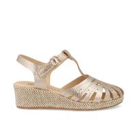PITILLOS - Sandalias de pala,piel,cuña,plataforma imitación a esparto,alpargata,suela de goma,romana para: Mujer color: ORO talla:36