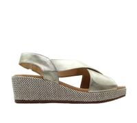 PITILLOS - Sandalias de pala,piel,cuña y plataforma imitación a esparto,alpargata,suela de goma, para: Mujer color: ORO talla:36