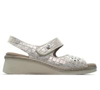PITILLOS - Sandalias de piel con cierre de velcro,cuña y plataforma,suela beig de goma, para: Mujer color: ORO talla:37