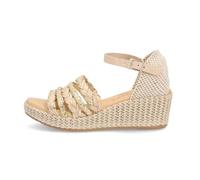 PITILLOS - Sandalias de piel con tiras,cuña y plataforma,esparto,cierre de hebilla,suela de goma,planta de gel, para: Mujer color: NATURAL talla:39