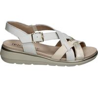 PITILLOS Sandalias de Piel Mujer - Sandalia con Cuña en Color Blanco con Detalles en Rosa - Sandalia con Hebilla - Cuña Baja y Cómoda - Versátiles - Modelo 20312 - 36 EU
