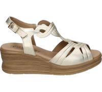 PITILLOS Sandalias de Piel Mujer - Sandalia con Cuña en Color Dorado con Detalles - Sandalia de Verano con Hebilla - Cuña Alta y con Plataforma - Estilosas - Modelo 11050 - 36 EU