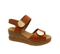 PITILLOS Sandalias de Piel Mujer - Sandalia con Cuña en Color Marrón Cuero - Sandalia de Verano - Cuña Alta y Cómoda - Modelo 11054 - 38 EU