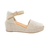 PITILLOS Sandalias de Piel Mujer - Sandalia con Cuña en Color Natural con Detalles - Alpargatas con Hebilla - Yutes Estilosas - Cuña Alta y Cómoda - Modelo 11260 - 38 EU