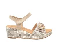 PITILLOS Sandalias de Piel Mujer - Sandalia con Cuña en Color Natural con Detalles - Cuña Media y Cómoda - Modelo 11262 - 40 EU