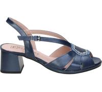 PITILLOS Sandalias de Piel Mujer - Sandalia con Tacón en Azul Marino con Detalle de Broche - Sandalia de Fiesta con Hebilla - Tacón Medio y Cómodo - Boda - Modelo 11215 - 38 EU