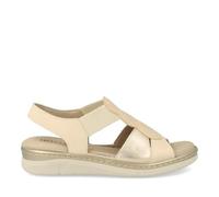 PITILLOS Sandalias de Piel Mujer - Sandalia en Color Crema con Detalles - Sandalia de Verano con Elástico Ajustable - Cómodos - Modelo 11002 - 39 EU