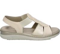 PITILLOS Sandalias de Piel Mujer - Sandalia en Color Crema con Detalles - Sandalia de Verano con Elástico Ajustable - Cómodos - Modelo 11002 - 37 EU
